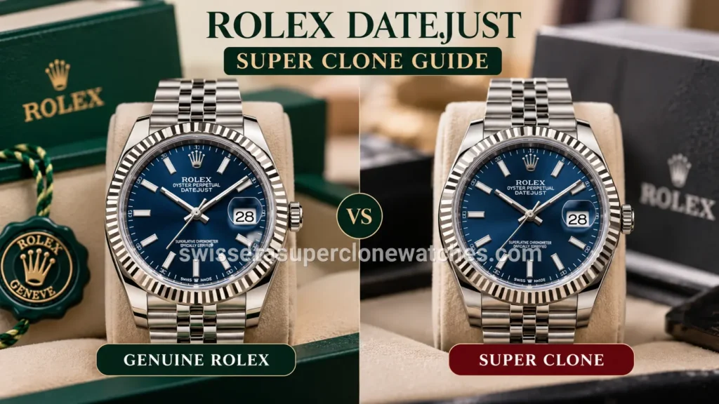 Rolex Datejust super clone and original watch design comparison